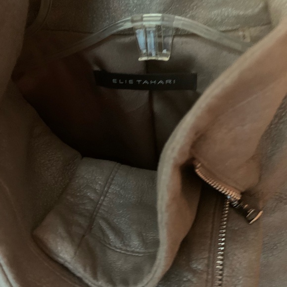 Ellie Tahari light grey 100% leather jacket size Small - Picture 9 of 9